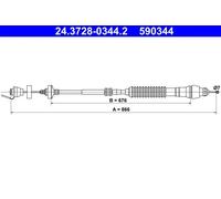 Cavo frizione con regolazione automatica 24.3728-0344.2 ATE per CITROËN PEUGEOT