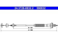 Cavo frizione con regolazione automatica 24.3728-0832.2 ATE per PEUGEOT 206 SW