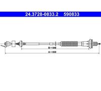 Cavo frizione con regolazione automatica 24.3728-0833.2 ATE per PEUGEOT 206 Van