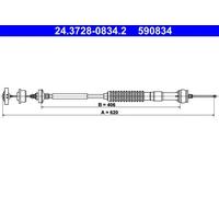Cavo frizione con regolazione automatica 24.3728-0834.2 ATE per PEUGEOT 306
