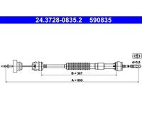 Cavo frizione con regolazione automatica 24.3728-0835.2 ATE per PEUGEOT 306