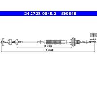 Cavo frizione con regolazione automatica 24.3728-0845.2 ATE per PEUGEOT 206 SW