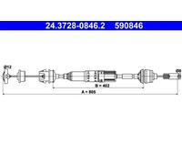 Cavo frizione con regolazione automatica 24.3728-0846.2 ATE per PEUGEOT 406