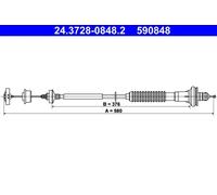 ATE Cavo frizione 24.3728-0848.2 con regolazione automatica per PEUGEOT 206 SW/CC