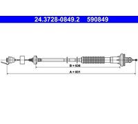 Cavo frizione con regolazione automatica 24.3728-0849.2 ATE per PEUGEOT 206 Van