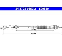 Cavo frizione con regolazione automatica 24.3728-0850.2 ATE per CITROËN PEUGEOT