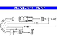 Cavo frizione con regolazione automatica 24.3728-2707.2 ATE per VW SEAT