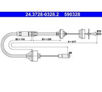 Cavo frizione con regolazione manuale 24.3728-0328.2 ATE per CITROËN PEUGEOT
