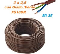 Cavo Fror FS18OR Filo Elettrico Antifiamma 3 x 2,5 con G/V mt 25 3G2,5