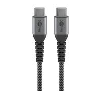 Goobay 49301 Cavo di Ricarica Rapida USB C 60W 20V / Tessuto Estremamente Robusto / USB C 480 Mbits / Grigio / 0,5m