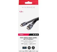 Cavo HDMI 1.4 ARC Vivanco, M-M, oro, flat, 1,5m, 4K colore nero