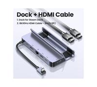 (Cavo HDMI 6 in 1 da 2 m) Steam Deck Dock 4K60Hz 9 porte RJ45 PD100W USB C HUB compatibile con Steam
