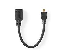 Cavo HDMI T ad alta velocità con Ethernet | Micro connettore HDMI T | Uscita HDMI T | 4K@30Hz | 10.2 Gbps | 0.20 m | Tondo | ABS/PVC | Nero | Etichetta