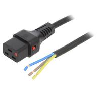 Cavo IEC-PC1174 IEC C19 femmina, fili 2m con bloccaggio IEC LOCK nero IEC LOCK