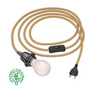 Cavo in canapa LEKA con interruttore a spina 3 m beige incl. lampada E27 [EEK: A]