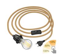 Cavo in canapa LEKA con interruttore a spina e presa E27 3 m + lampada LED max. [EEK: D]