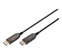 DIGITUS Cavo DisplayPort in fibra ottica - 20 m - UHD 8k 60Hz 4k 120Hz - Displayport 1.4 - 32,4 Gbps - HDR, HDCP 2.2, CEC - Cavo ibrido AOC - Contatti placcati in oro - Nero