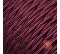 Cavo in tessuto per installazione a parete (intrecciato) - Cavo in tessuto a tre fili - 3 x 1,5 mm², rosso bordeaux, 5 metri