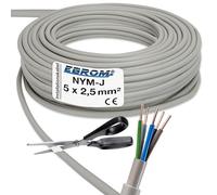 Cavo Installazione Nym-J 5x2,5 mm² - Plastica Guaina - 25m/25 M / 25 Metri -pvc - Grigio