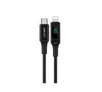 Cavo intrecciato con schermo LED per iPhone MFi USB-C - Lightning 1,2 m 30 W 3 A Nero