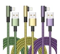 Cavo iPhone [2 Metri 3Pezzi] Filo Caricatore iPhone Carica Rapida Cavo Lightning USB Angolo Retto Certificato MFi Lungo Nylon Cavetto Caricabatterie per iPhone 14 13 12 11 Pro Max XS XR X 8 7 6 iPad