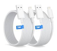 Cavo iPhone Originale 3 Metri 2Pezzi[Certificato MFi],Cavo Ricarica Phone USB Lightning per iPhone 14 13 12 Pro Max XR XS 8 7 6 iPad,Lungo cavo Lightning USB Filo Caricatore iPhone cavo USB Lightning