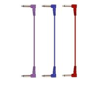 Cavo jack per strumenti diritto/angolare, Cavo patch for pedale chitarra elettrica schermato a basso rumore ad angolo retto da 1/4 di pollice multicolore 3 pezzi(Color Line -3)