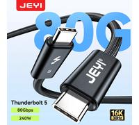 Cavo JEYI Thunderbolt 5 [certificato Intel] Larghezza di banda 80 Gbps 120 Gbps - Video 16K/8K, ricarica rapida PD da 240 W, nylon intrecciato