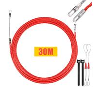Cavo Lakigoes Sonda Passacavi Spiralata 30m: Spirale professionale Ø4,5mm, 100% Poliestere, 2 molle guida, ideale per impianti elettrici in tubi vuoti. Rosso.