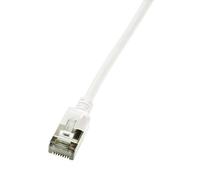Cavo Lan Logilink Patchkabel Slim Cat6 Uftp - 0,3 m - Velocità 10 Gbps per lo streaming di giochi online - Rivestimento in PVC bianco resistente per una rete veloce e affidabile.