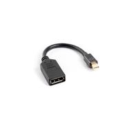 lanberg AD-0003-BK - Mini Displayport 1.2 (Mini Dp) maschio a DisplayPort femmina, adattatore con cavo, 10 cm, colore: Nero