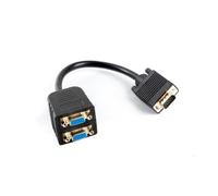 lanberg AD-0020-BK Vga (15 poli) maschio a 2 prese Vga (15 poli) femmina adattatore splitter con cavo, 20 cm, nero