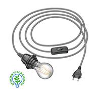 ledscom.de Cavo LEKA con spina, interruttore, 3 m, nero/bianco, incl. lampada E27 i efficienza energetica A (bianco caldo, 4W, 848lm)