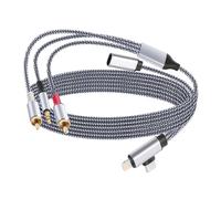 Cavo Lightning/Tipo C a 2 RCA/Aux 1,2 m, cavo RCA/AUX con funzione di ricarica, per interfaccia Lightning/USB C, per iPhone serie 15/16, Home Theater, DVD, amplificatore, altoparlante, autoradio