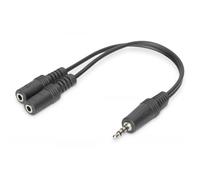 Cavo link audio mini jack 3,5mm to 2x mini jack 3,5mm, m/ff, 1,8mt, nero, per microfono e cuffie pc su smartphone, ak510301002s