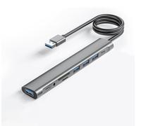 Cavo lungo hub USB, adattatore USB 3.0 a 9 porte con 4 porte dati USB 3.0, slot per schede SD/TF, jack da 3,5 mm, dati USB-C, splitter USB con porta di alimentazione USB C 5V/3A, cavo principale da