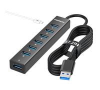 Cavo lungo USB 3.0 Hub, 8 porte USBA 3.0 adattatore con 7 porte dati USBA 3.0, splitter USB 1 in 8 con porta USB C 5 V/3 A, cavo principale da 120 cm per PC portatile e altri dispositivi USBA