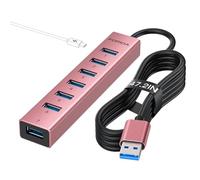 Cavo lungo USB 3.0 Hub, 8 porte USBA 3.0 adattatore con 7 porte dati USBA 3.0, splitter USB 1 in 8 con porta USB C 5 V/3 A, cavo principale da 120 cm per PC portatile e altri dispositivi USBA