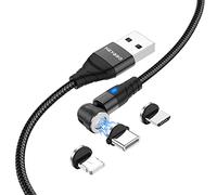 Cavo Magnetico di Ricarica, 1M Nylon Intrecciato Caricabatterie Magnetico Universale 3 in 1 Micro USB Tipo C di Ricarica e Trasmissione per Android Samsung Galaxy, Huawei, Sony