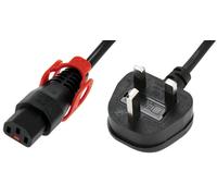 Cavo Mains IEC Lock+ 13A Spina UK A IEC C13, 2M, Nero - PC1544