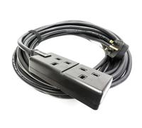 Cavo Mains TOUGH H07RN-F In Gomma. Spina Uk A Presa 2 Gang, Nera. Permaplug.