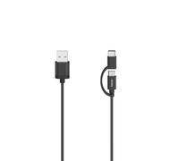Cavo micro-USB, 2 in 1, con adattatore USB-C, USB 2.0, 0,75 m