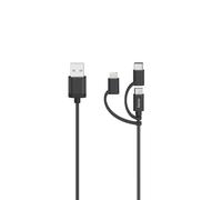 Cavo micro-USB, 3 in 1, av. adatta. USB-C e Lightning, USB 2.0, 0,75 m