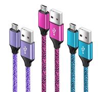 Cavo micro USB [3 pezzi/1,8 m+0,9 m+0,5 m] Cavo di ricarica veloce cavo micro USB intrecciato in nylon per Samsung Galaxy S7/S6/S5, Sony, Kindle, PS4, Motorola, LG, HTC, Nokia