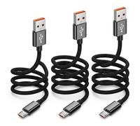 Cavo micro USB [3P 1M + 2M + 2M] 2A USB a Micro USB, cavo di ricarica veloce cavo di ricarica Android intrecciato per Samsung Galaxy J7, S7, S6, per Kindle Fire per controller PS4, HTC, LG, Moto