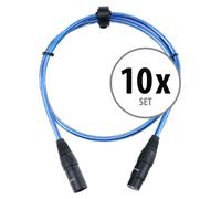 Cavo Microfono XLR Cannon Blu Cassa 3 Poli Maschio a Femmina 1 metri Set di 10
