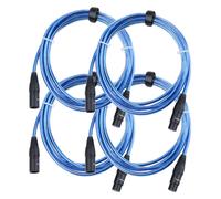 Cavo Microfono XLR Cannon Blu Cassa 3 Poli Maschio a Femmina 2,5 metri Set di 4
