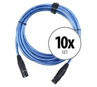 Cavo Microfono XLR Cannon Blu Cassa 3 Poli Maschio a Femmina 5 metri Set di 10
