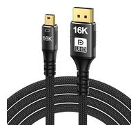 Cavo Mini DisplayPort a DisplayPort 2.1, 16K@60Hz, 4K@144Hz, 2K@165Hz, HDR dinamico, 80 Gbit/s, DSC 1.2a, 2 m, cavo Mini DP a DP, adatto per laptop da gioco, monitor, NUC e altro ancora