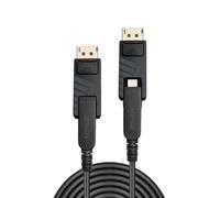 Lindy Cavo Mini DisplayPort 38481 – 1.4 ibrido in fibra ottica 20 m Nero con connettori DP removibili